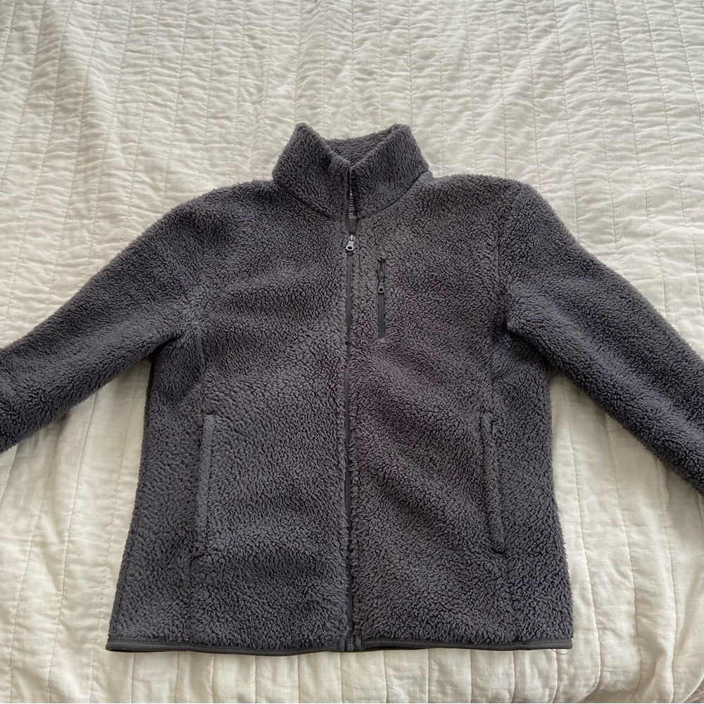 Girlfriend collective full zip fleece jacket in Moon